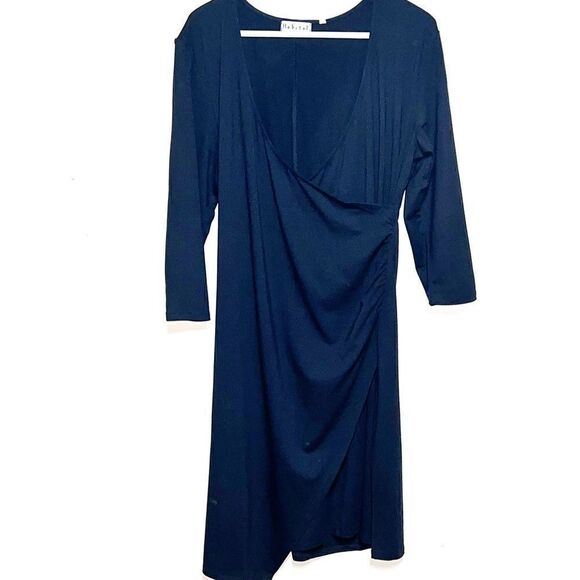 NWT Habitat 55980 Mock Wrap Dress (Core Basic) - Black Sz M/L - Picture 2 of 8